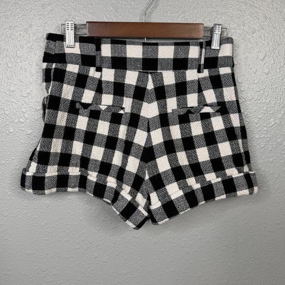 Veronica Beard Black, White Preppy Carito Gingham Rolled-Cuff Shorts / Size-4 - Picture 4 of 7